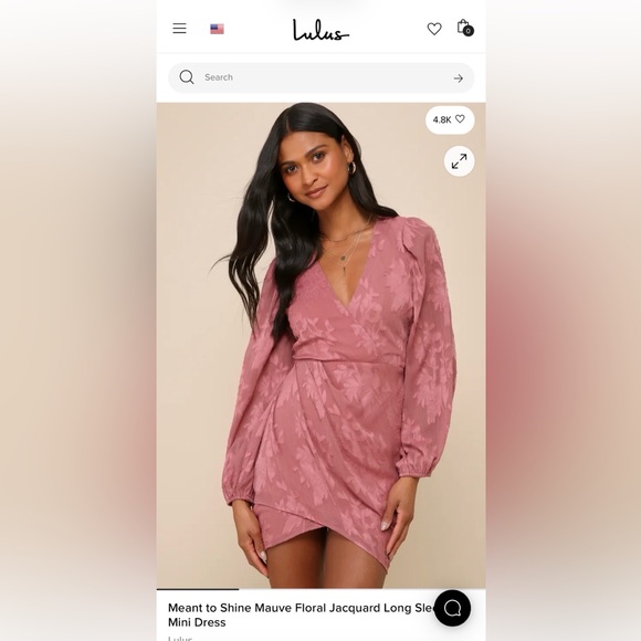 Lulus Dresses & Skirts - Lulu's Meant to Shine Mauve Floral Jacquard Long Sleeve Mini Dress! Size xl!